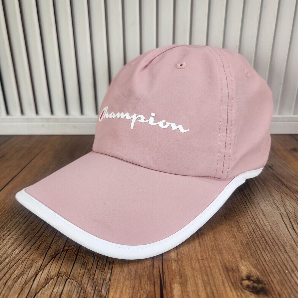 Champion Running Strapback Hat Cap Pink White Adjustable Athletic Sports Fitness